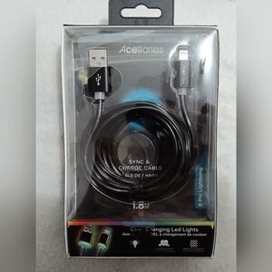 Black USB Sync & Charge Cable, 6ft. Like New.